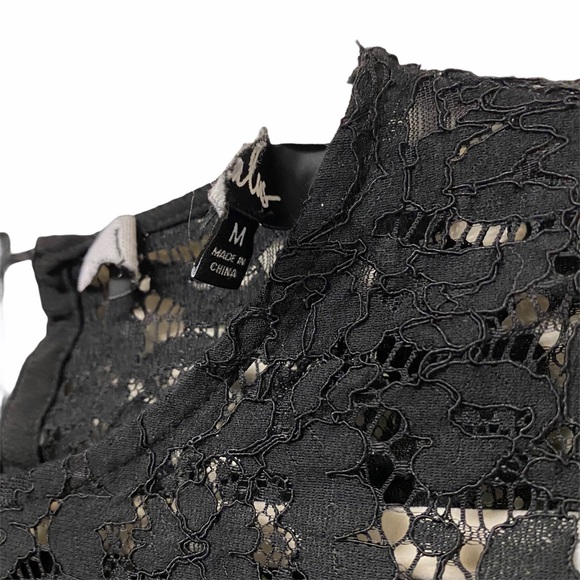 Lulus Picture This Black Long Sleeve Lace Top Sz M - Picture 6 of 12